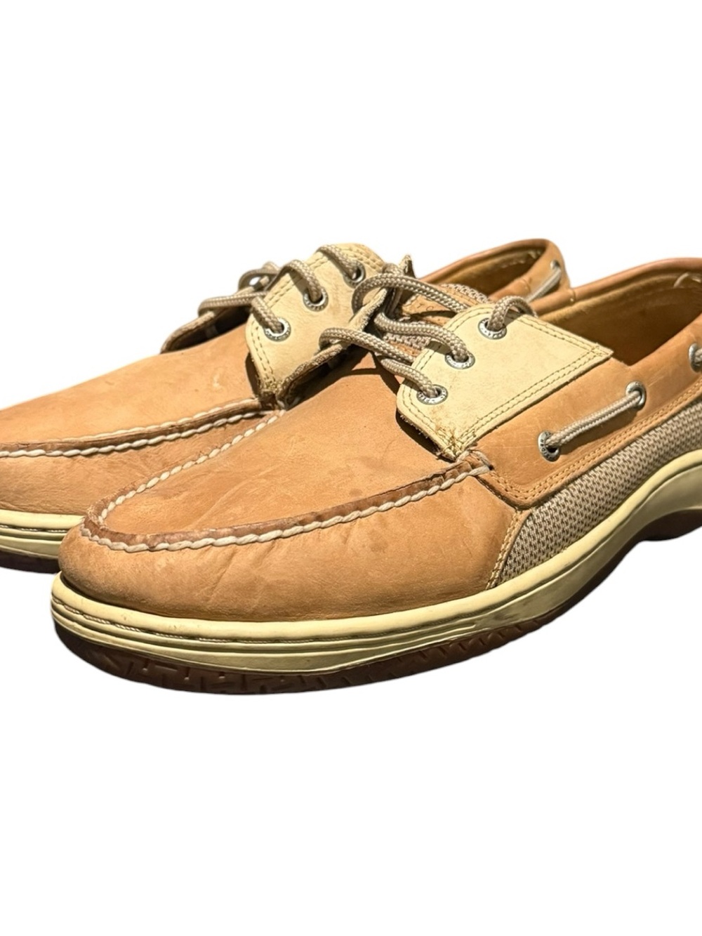 Sperry Top-Sider Billfish 3-Eye Men's Beige Leather Lace-Up Boat Shoes US 11 W